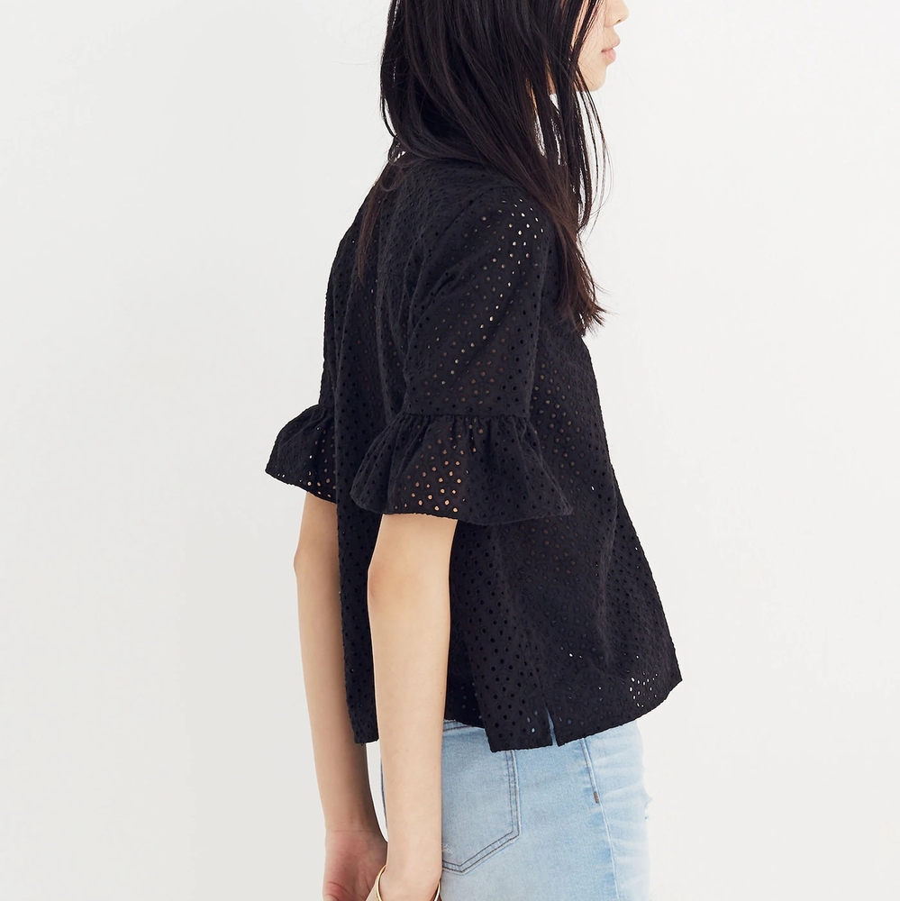 Madewell Black and White Boxy Button Down Shirt - Picture 2 of 6